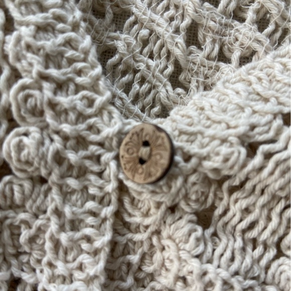 Rebellion Again Vintage Crochet Knit Boho Button-Front Cardigan Size S Cropped - Picture 13 of 15